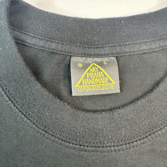 VTG Praha Handmade 90s Converse Sneakers Chuck Taylor Shirt Large Black - Picture 6 of 7